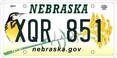 NE license plate XQR851