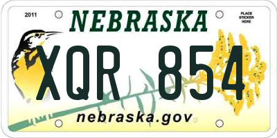 NE license plate XQR854
