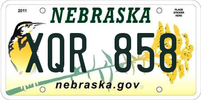 NE license plate XQR858
