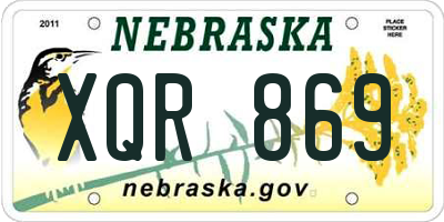 NE license plate XQR869