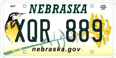 NE license plate XQR889