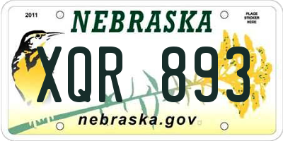 NE license plate XQR893