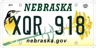 NE license plate XQR918