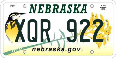 NE license plate XQR922