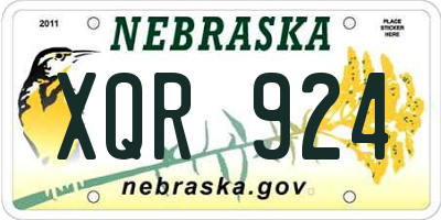 NE license plate XQR924