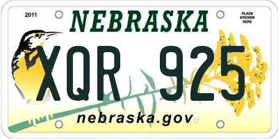 NE license plate XQR925