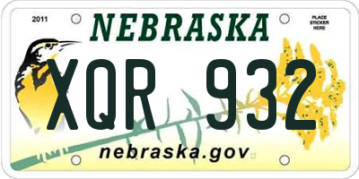 NE license plate XQR932
