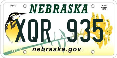 NE license plate XQR935