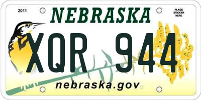 NE license plate XQR944