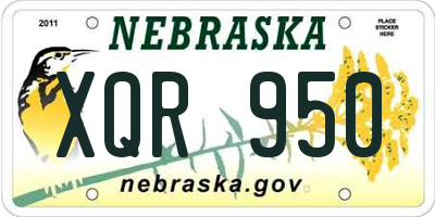 NE license plate XQR950