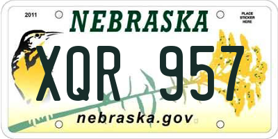 NE license plate XQR957