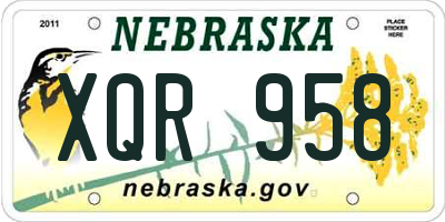 NE license plate XQR958