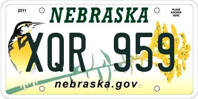 NE license plate XQR959
