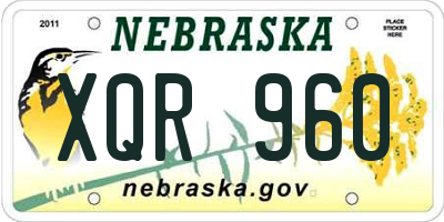 NE license plate XQR960