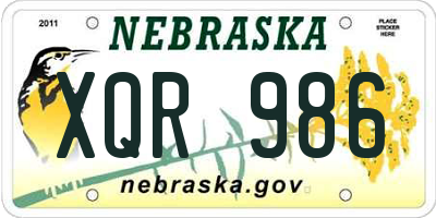 NE license plate XQR986