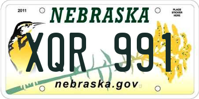NE license plate XQR991