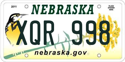NE license plate XQR998