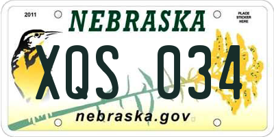 NE license plate XQS034