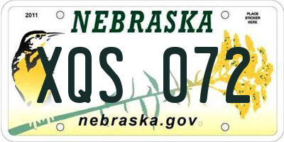 NE license plate XQS072