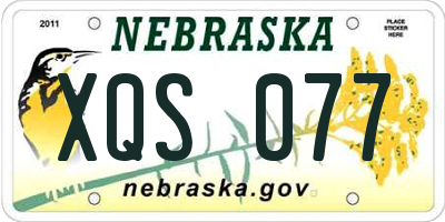 NE license plate XQS077