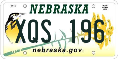NE license plate XQS196