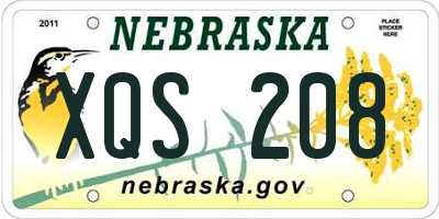 NE license plate XQS208