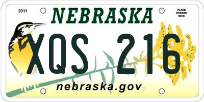 NE license plate XQS216