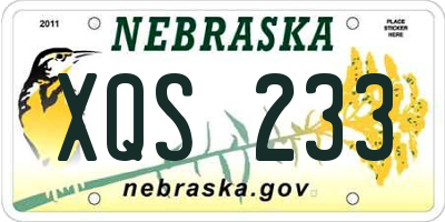 NE license plate XQS233