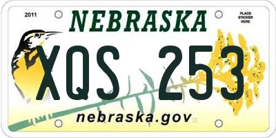 NE license plate XQS253