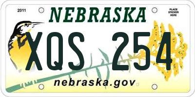 NE license plate XQS254