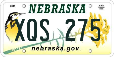 NE license plate XQS275