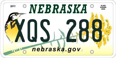 NE license plate XQS288