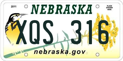 NE license plate XQS316