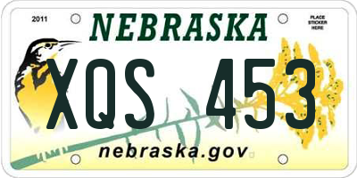 NE license plate XQS453
