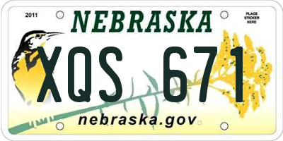 NE license plate XQS671