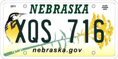 NE license plate XQS716