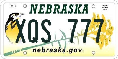 NE license plate XQS777