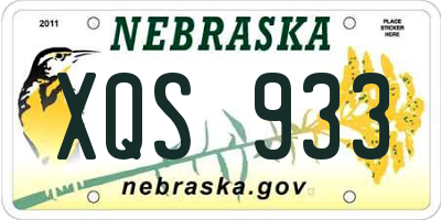 NE license plate XQS933