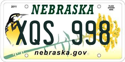 NE license plate XQS998