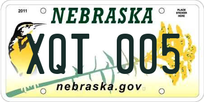 NE license plate XQT005
