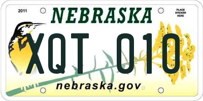 NE license plate XQT010