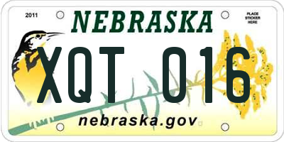 NE license plate XQT016