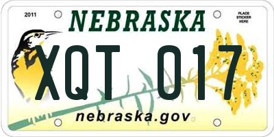 NE license plate XQT017