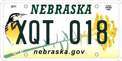NE license plate XQT018