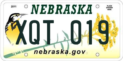 NE license plate XQT019