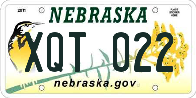 NE license plate XQT022