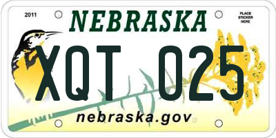 NE license plate XQT025