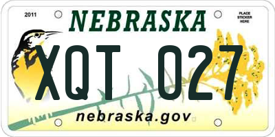NE license plate XQT027