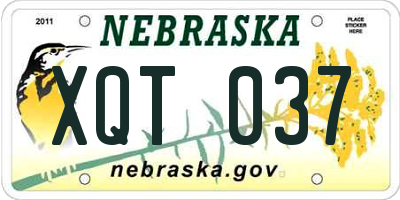 NE license plate XQT037