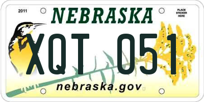 NE license plate XQT051